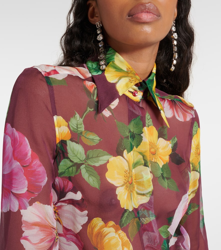 Printed silk chiffon blouse