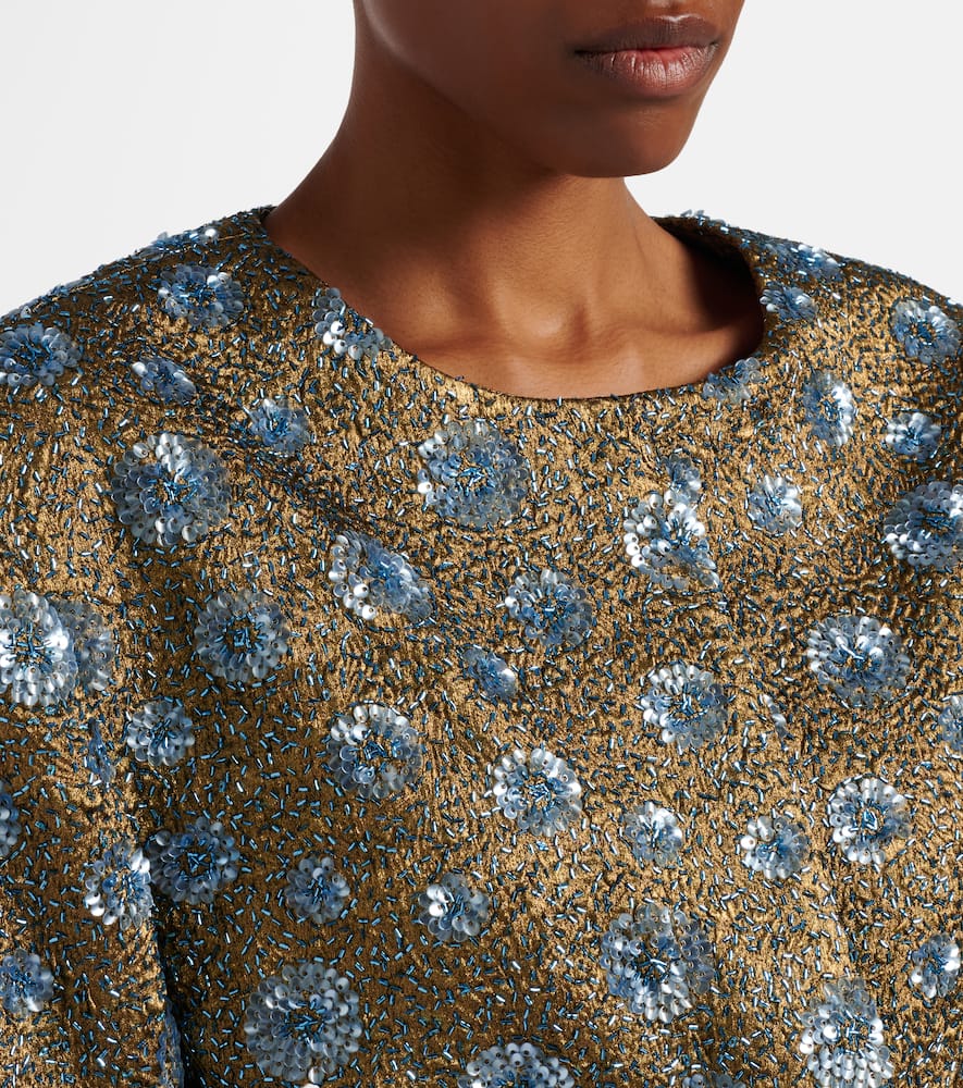 Floral sequined oversized jacket