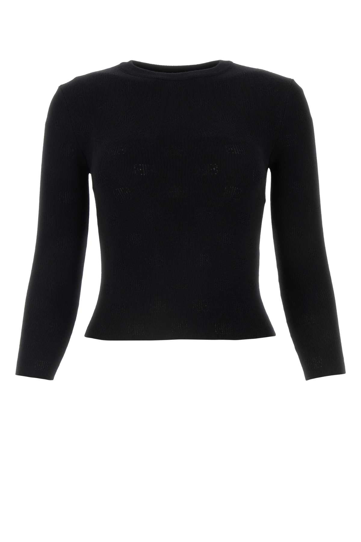 Wool-Blend Cropped Sweater — Black