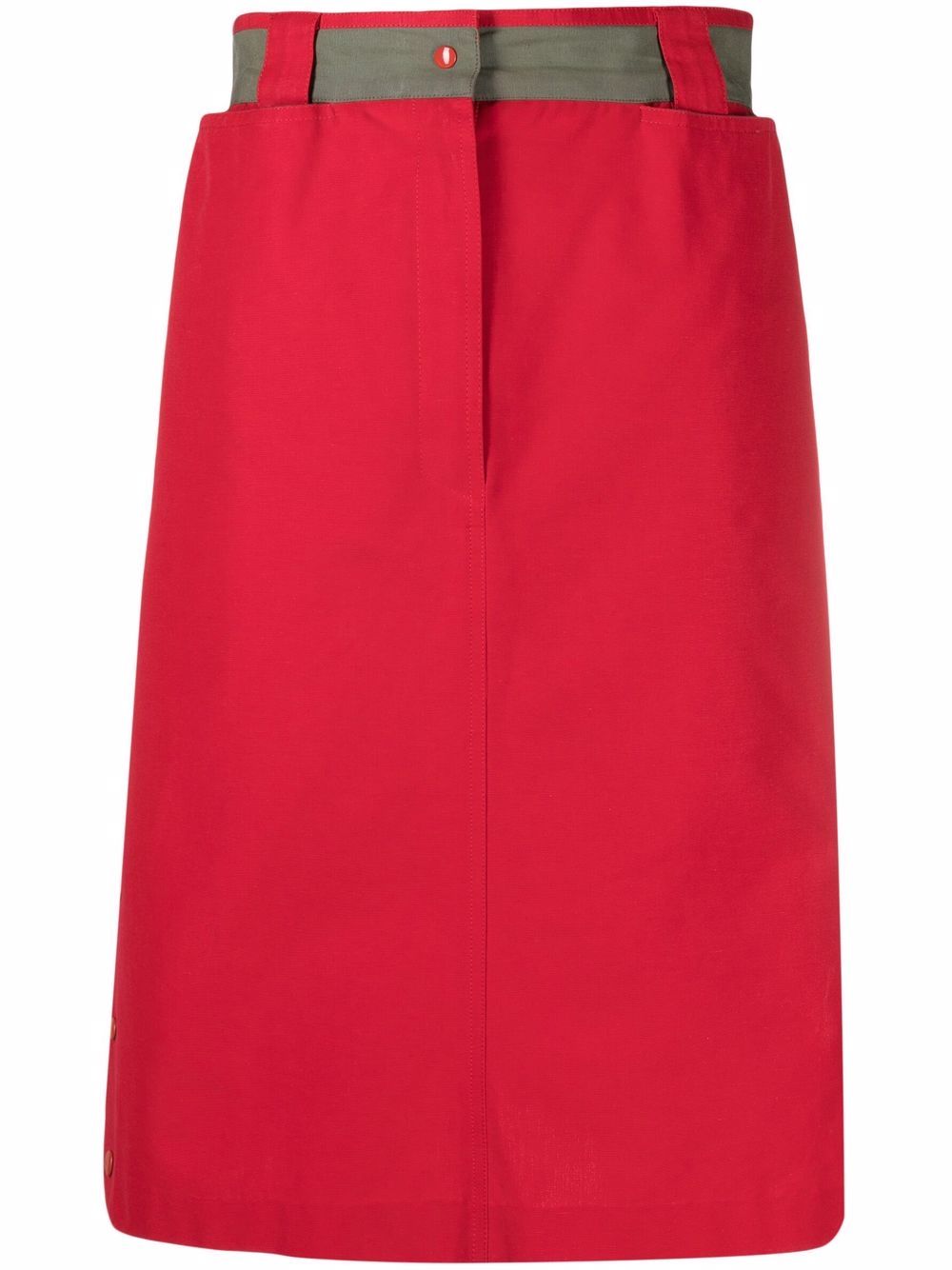 1990s high-waisted straight skirt - Red