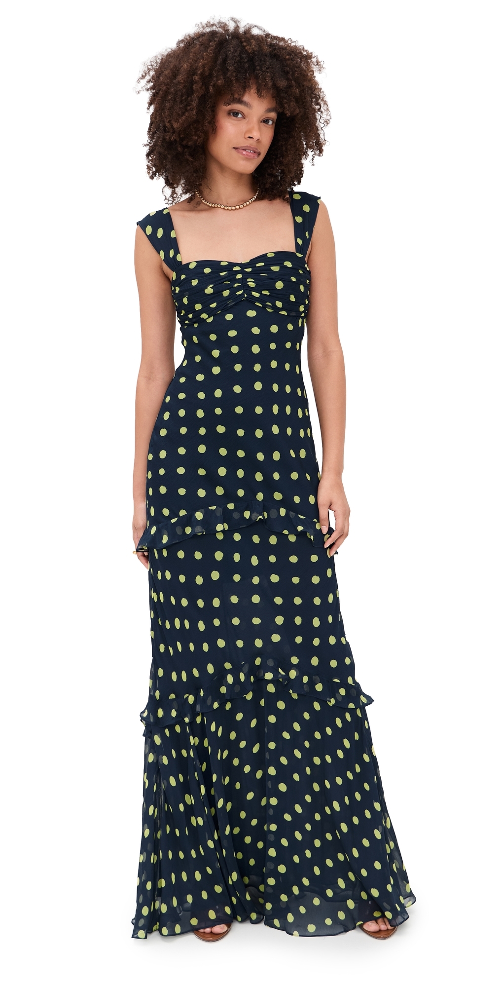 Selma Long Dress Polka Lemon