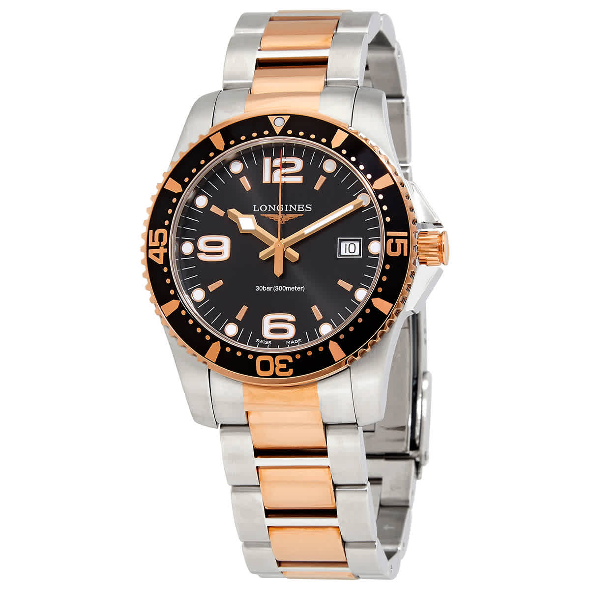 Conquest Quartz Black Dial Mens 41 mm Watch L3.740.3.58.7