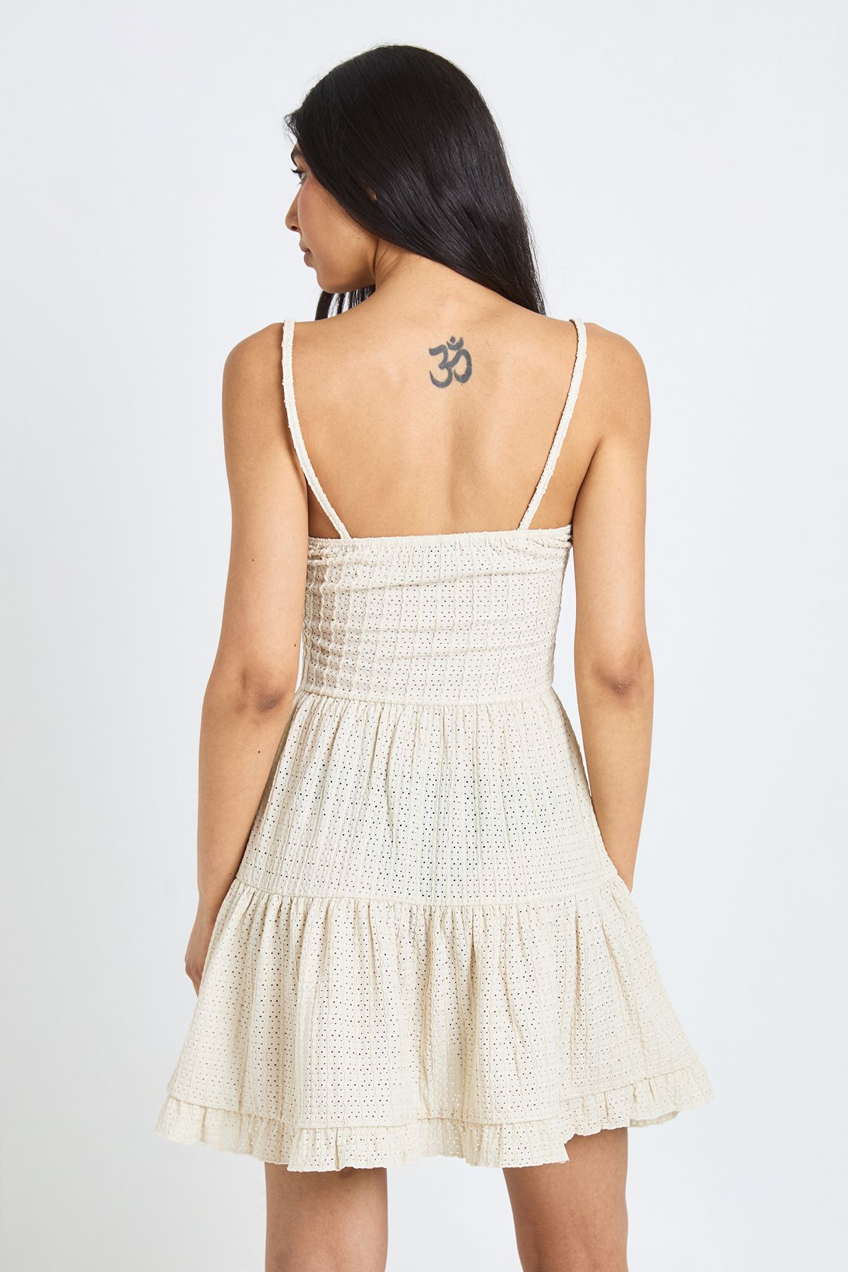 Boohoo Womens Tall Textured Frill Smock Dress - Crea