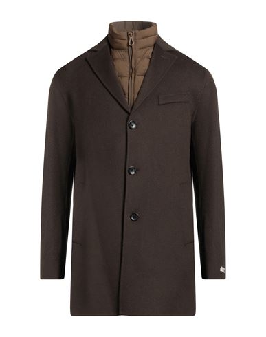 Paltò Man Coat Dark brown Size 36 Wool, Nylon
