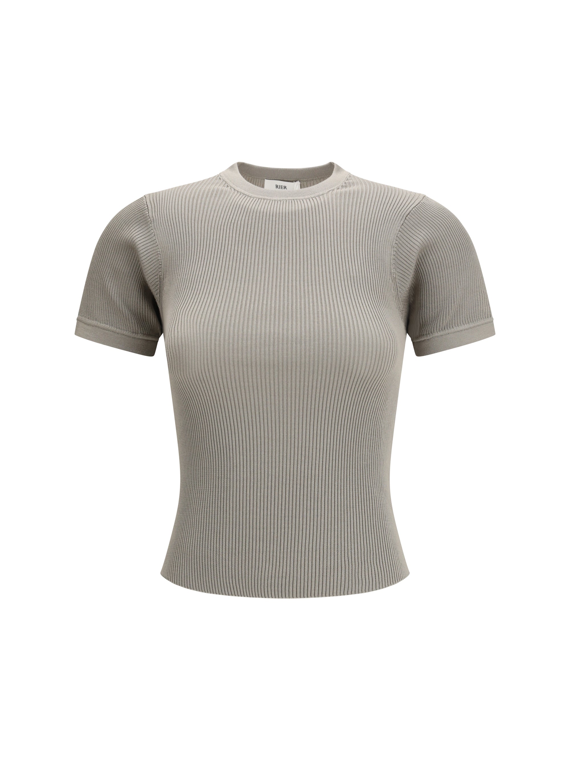 Silk Ribbed T-Shirt — Gray
