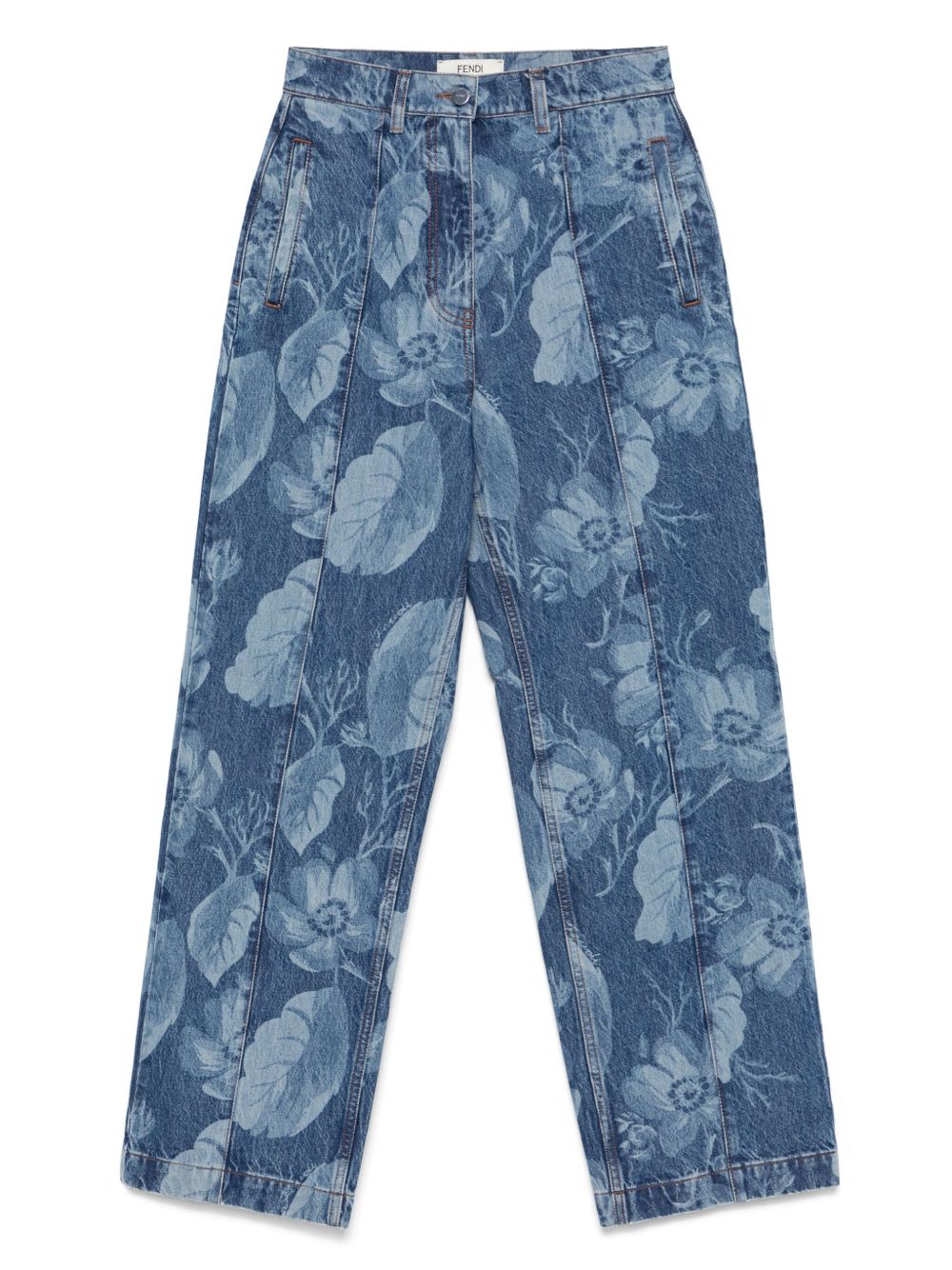 Sea Garden-print jeans - Blue