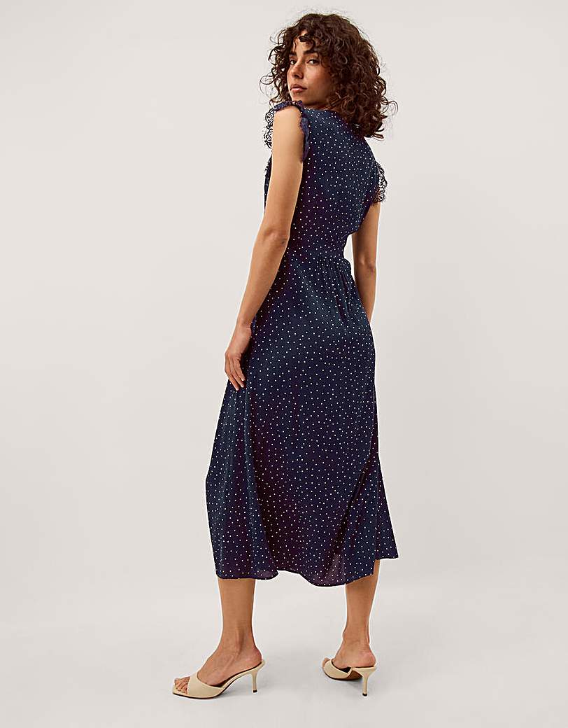 Monsoon Cleo Lace Polka Dot Midi Dre