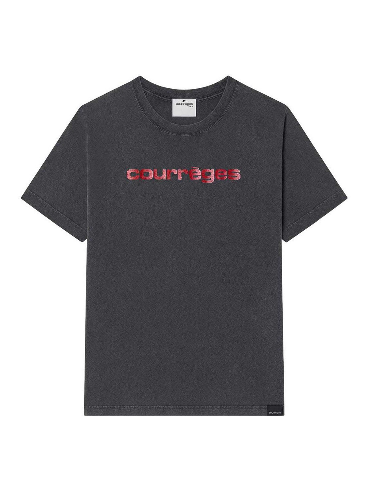 T-Shirt In Grey Cotton With Red Logo