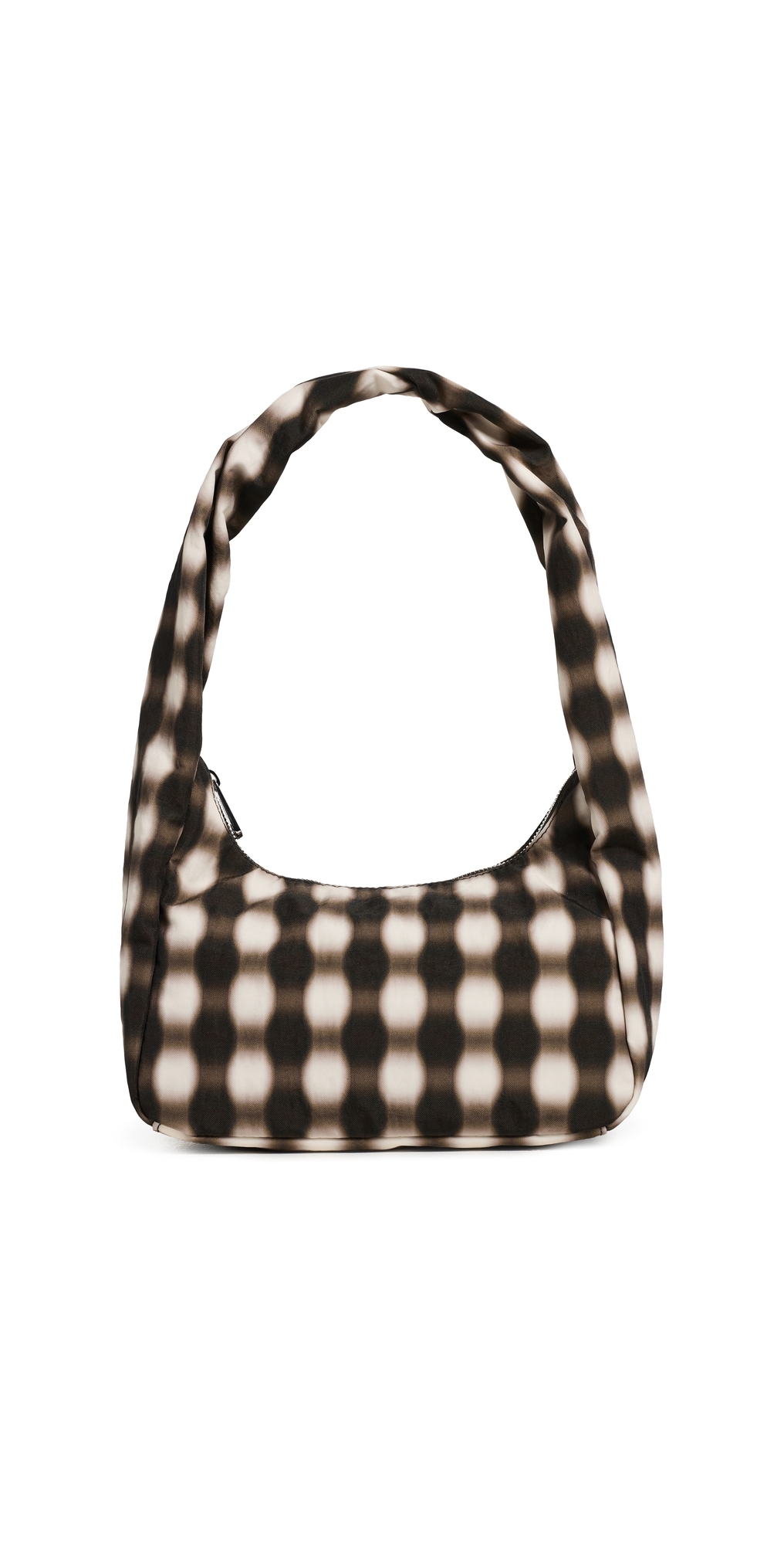 Small Nylon Meringue Shoulder Bag Blurred Gingham Brown One Size