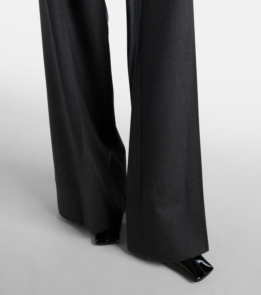 Wool flannel wide-leg pants