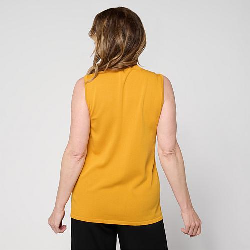 Sleeveless Mock Neck Sweater Knit - Yellow