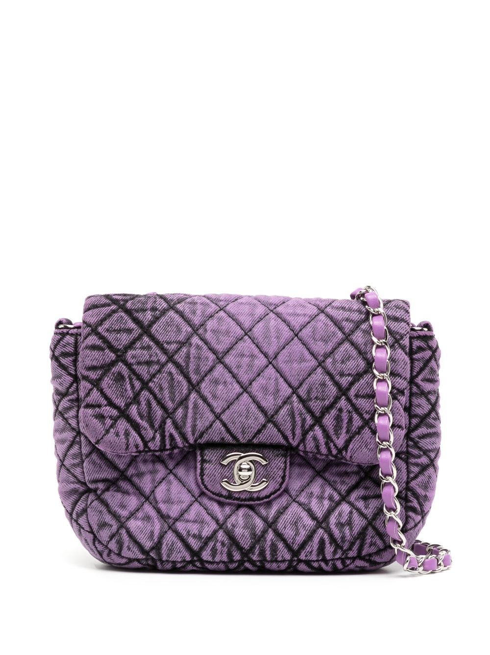 Mini denim Classic Flap shoulder bag - Purple