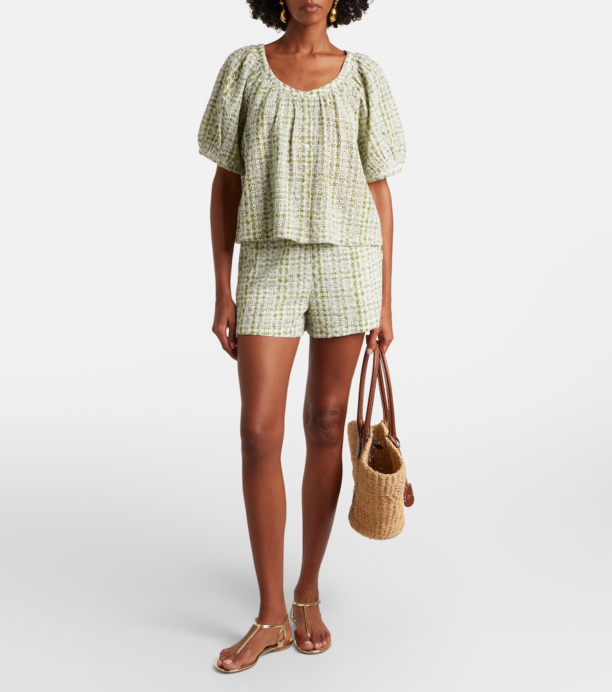 Angie broderie anglaise cotton-blend top