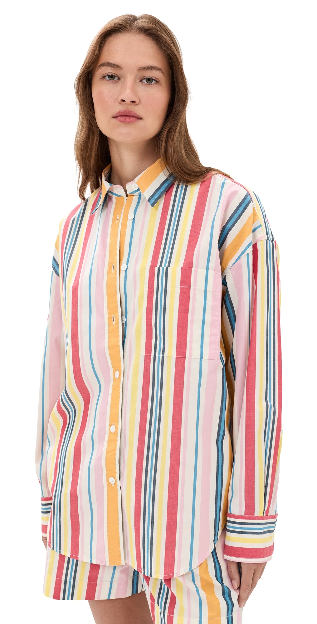 Coastal Poplin Relaxed Button Down Shirt Sunset Parade