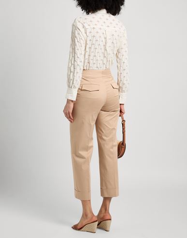 Peserico Woman Pants Sand Size 10 Cotton, Elastane