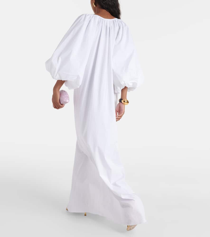 Puff-sleeve cotton maxi dress