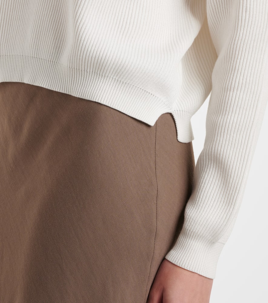 Ribbed-knit cotton polo sweater