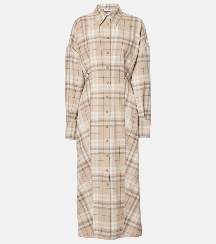 Checked cotton-blend shirt dress