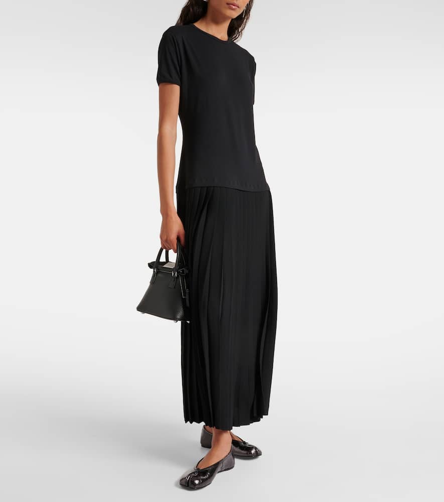 Pleated cotton midi dress