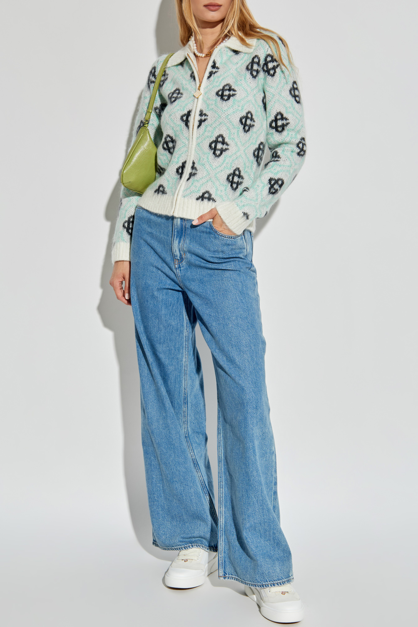 Patterned Cardigan, Women's, Green
