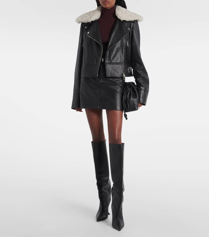 Toscana shearling-trimmed leather jacket