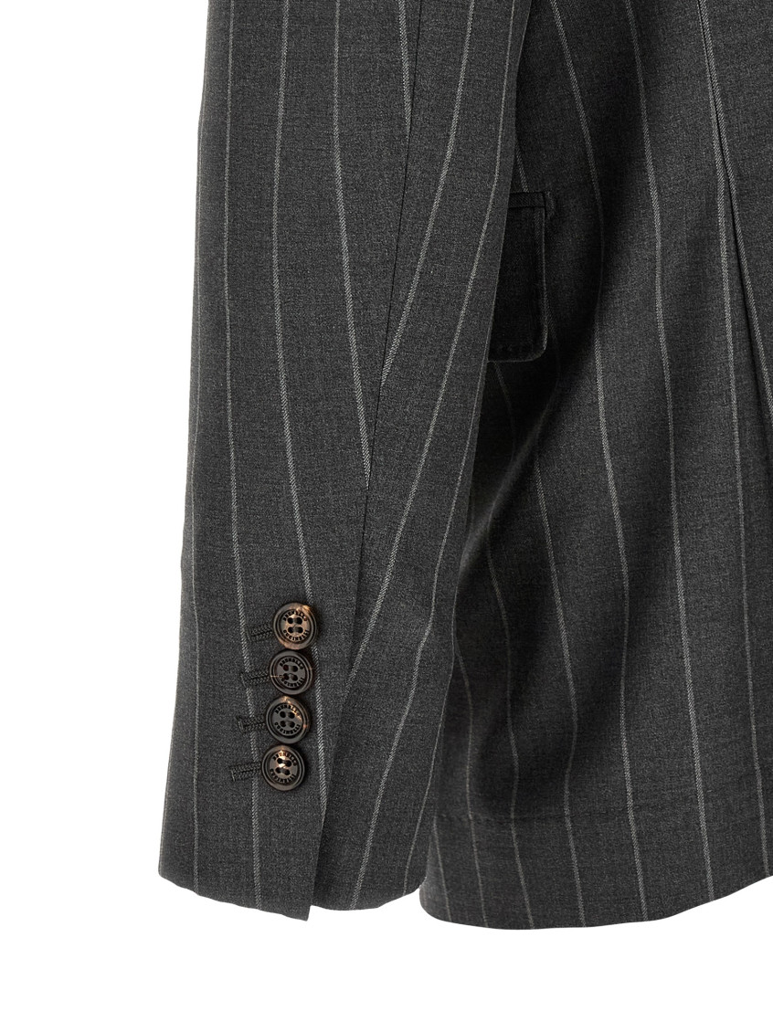 Chalk-Stripe wool blazer - Grey