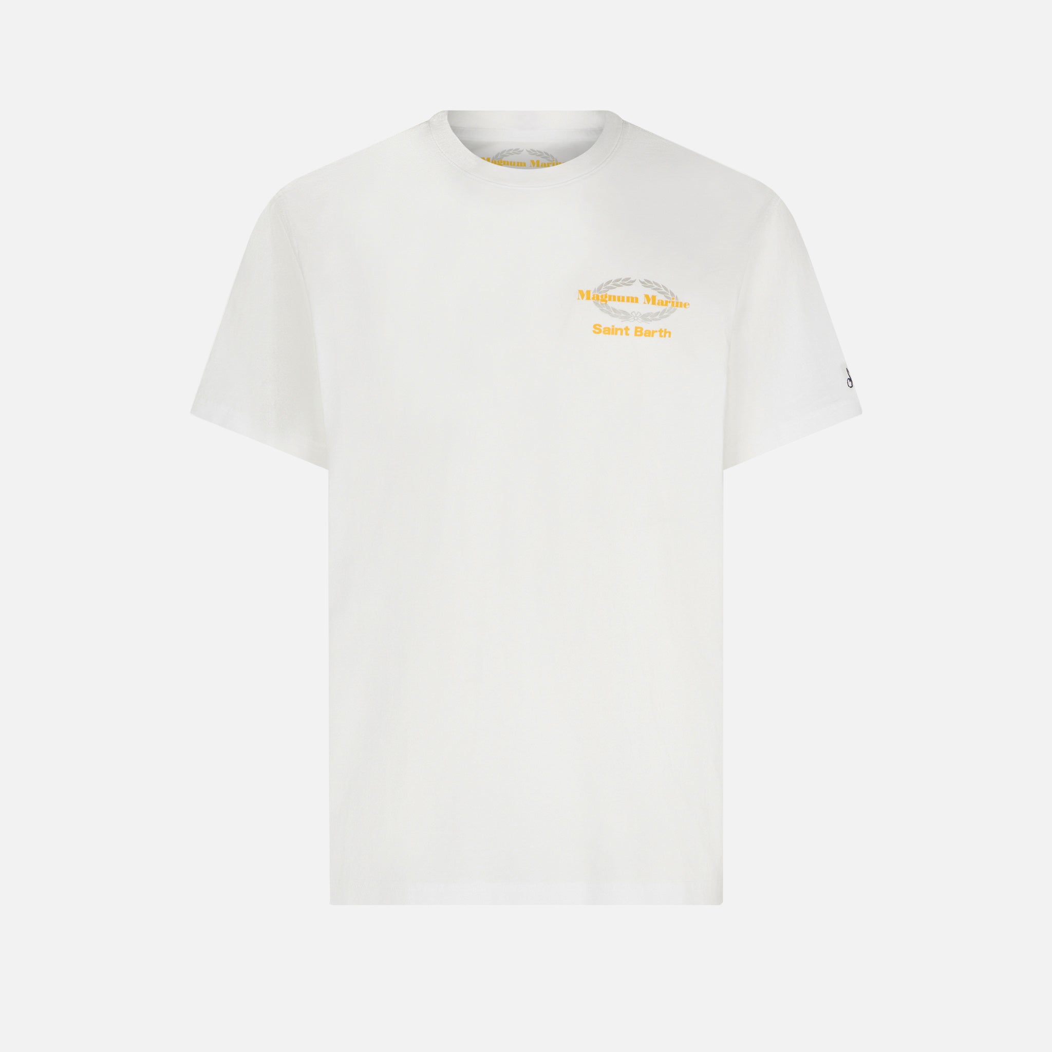 Man Cotton T-Shirt With Magnum Marine Saint Barth Print White - Men