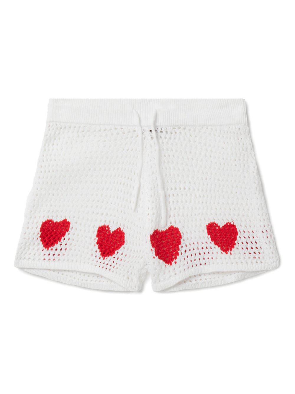 Heart-motif crochet shorts - White