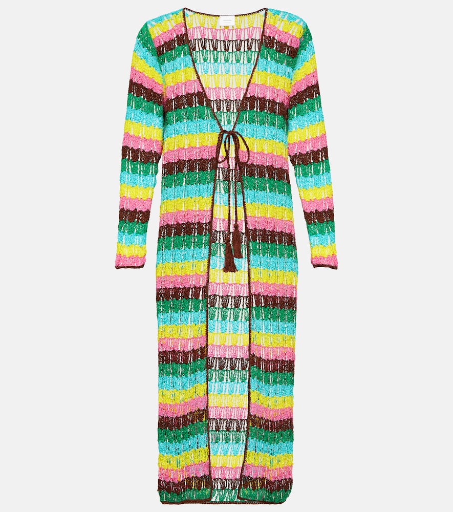 Striped crochet cotton beach cover-up