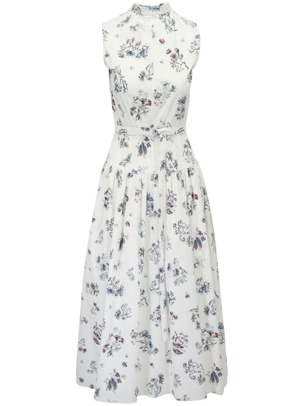 Floral-print midi dress - White