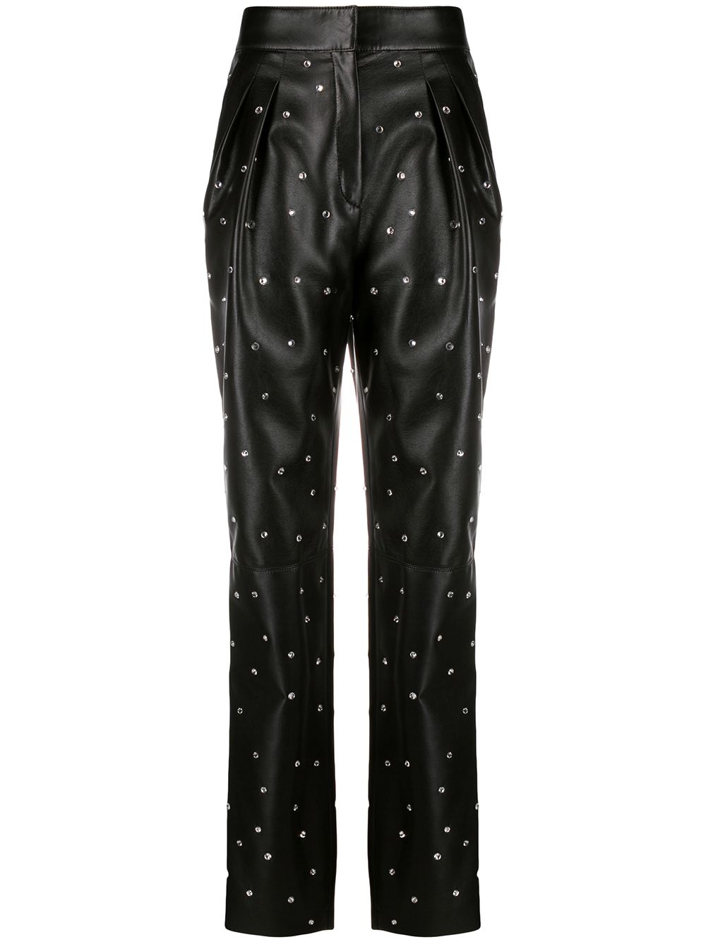 Embellished leather look trousers - Black