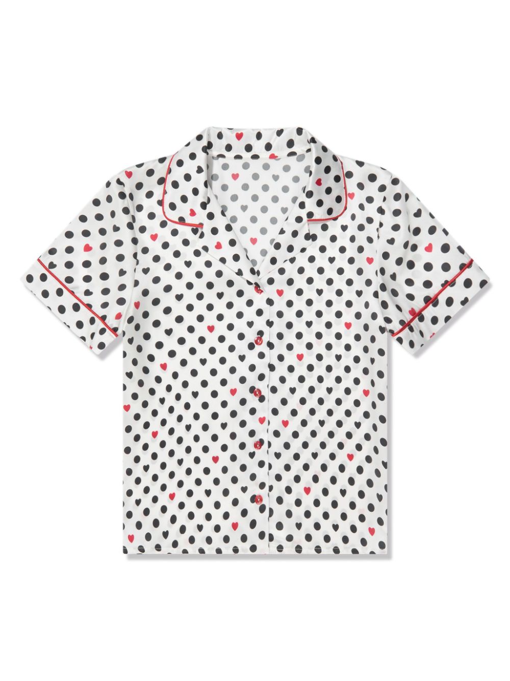 Polka-dot print silk pajamas - White