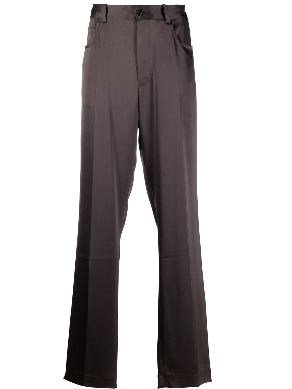 Mid-rise straight-leg trousers - Brown
