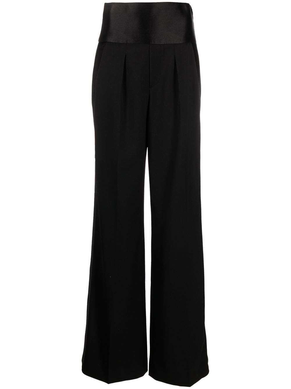 Wide-leg high-waisted trousers - Black