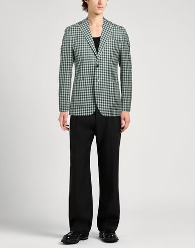Man Blazer Green Size 40 Wool, Silk, Linen