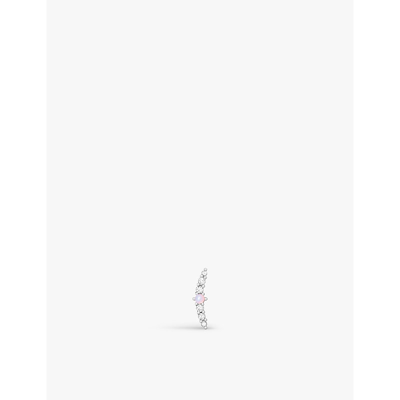 Womens 925 Silver & Cz Opal Sterling-silver and Zirconia Single Stud Earring 