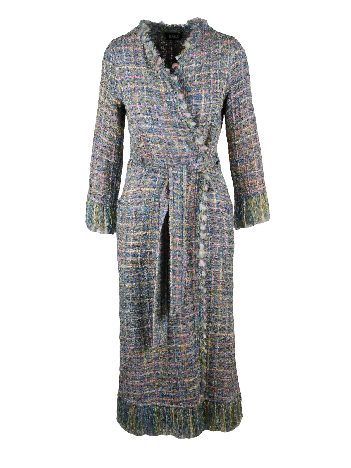 Multicolor Viscose Acrylic Cotton Bouclé Duster Coat