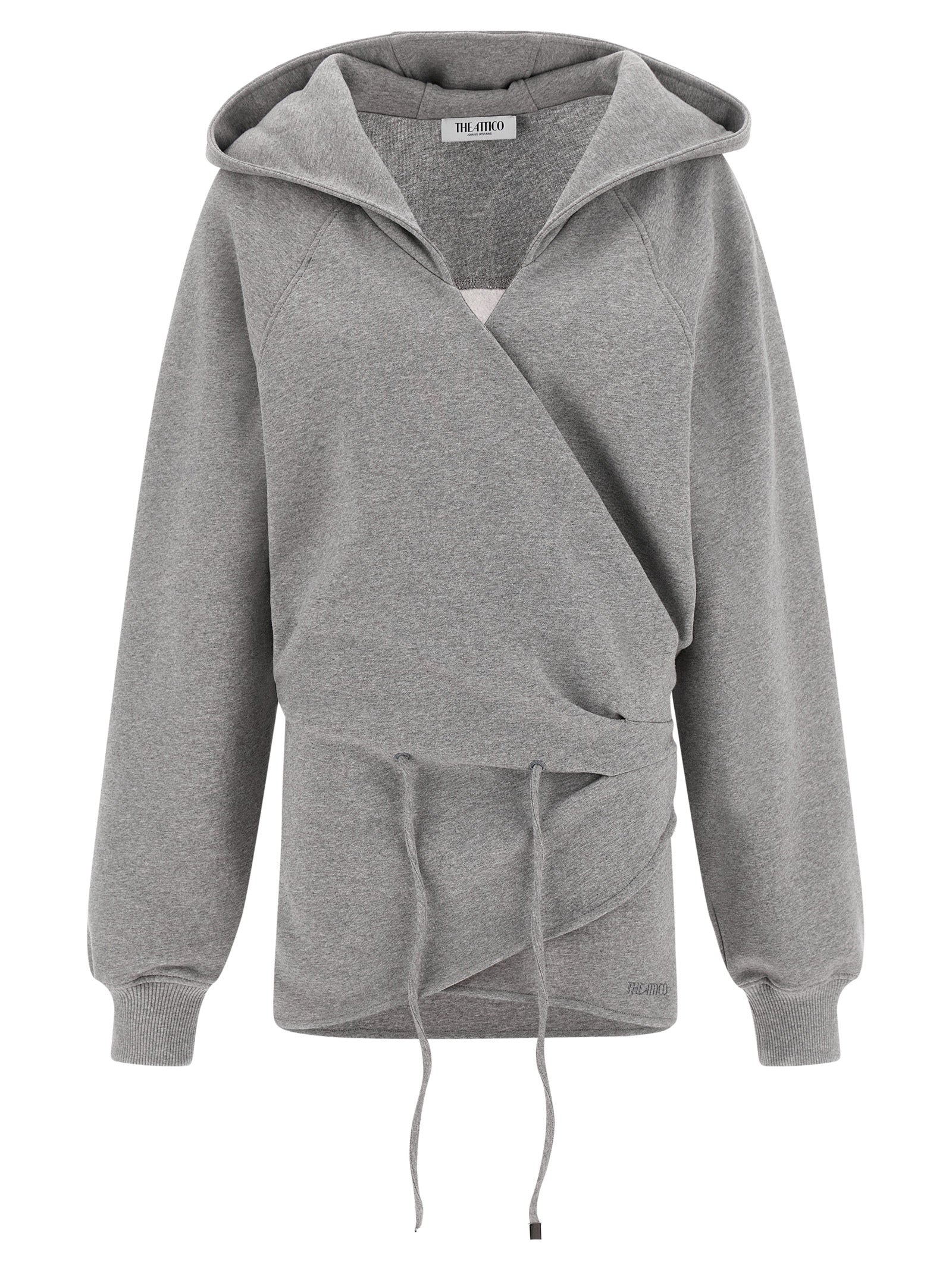 Cotton Fleece Wrap Hoodie — Gray