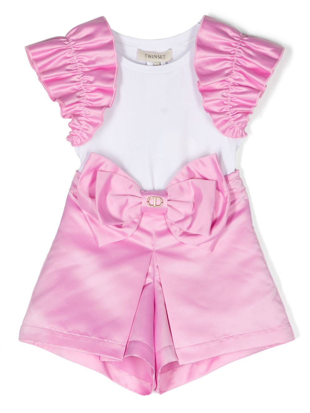 Bow-detailed T-shirt and shorts set - White