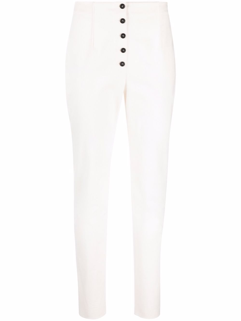 High-waist slim-fit canvas trousers - White