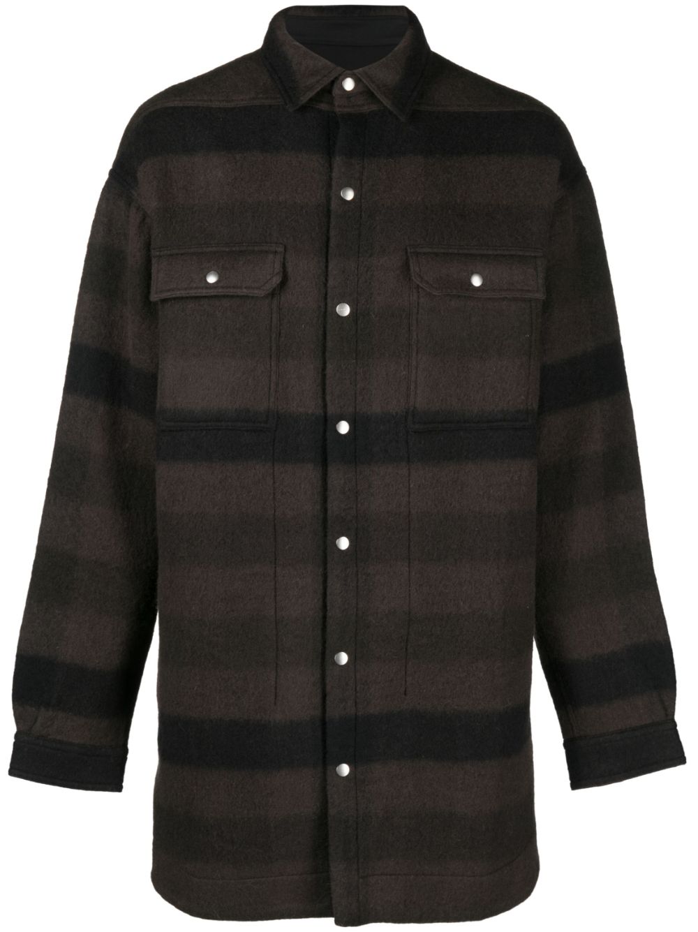 Striped drop-shoulder shirt jacket - Brown