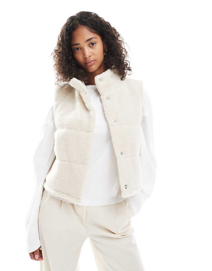 Borg padded gilet in stone-Neutral