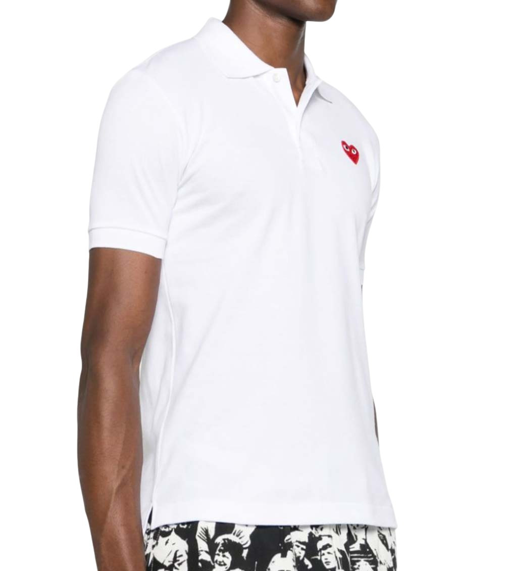 White Logo Shirt Collar Polo