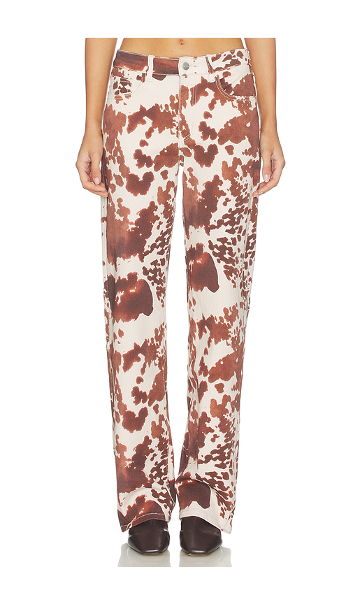 Superdown Lile Cow Print Jean in Neutral,Brown. L. Also in XXS, XS