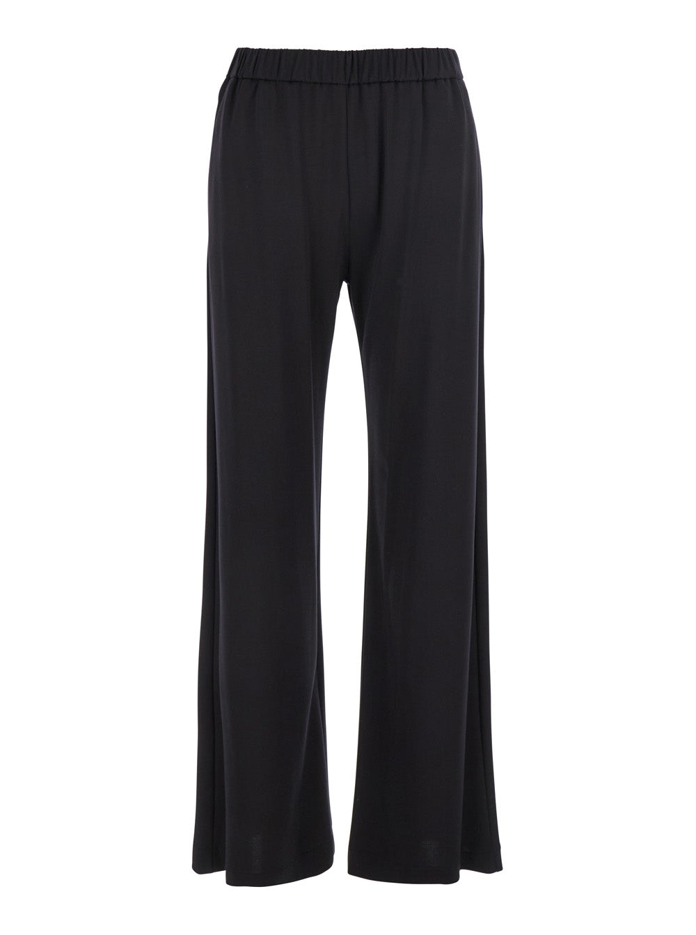 Elastic Waist with Side Pockets Trousers — Black