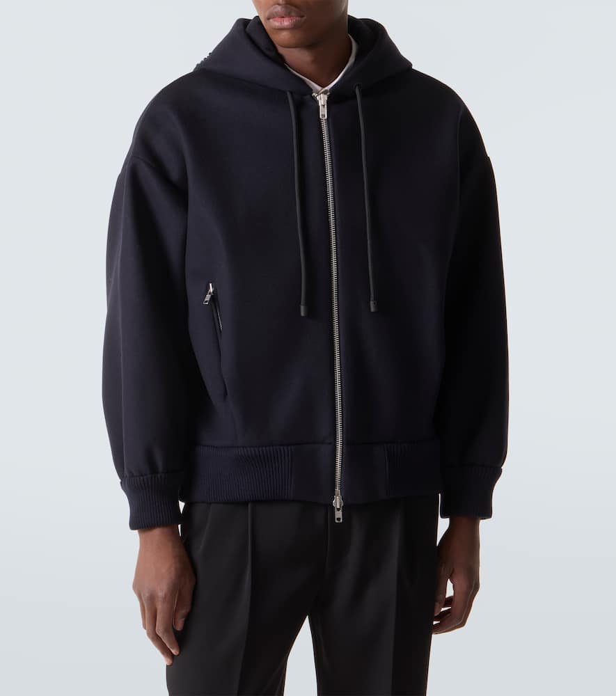 Embellished wool-blend hoodie