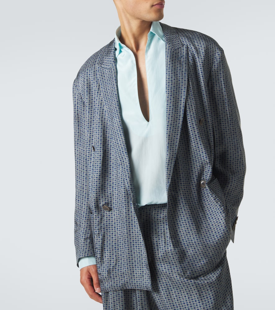 Printed double-breasted blazer