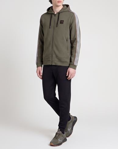 Man Sweatshirt Military green Size L Cotton, Polyester