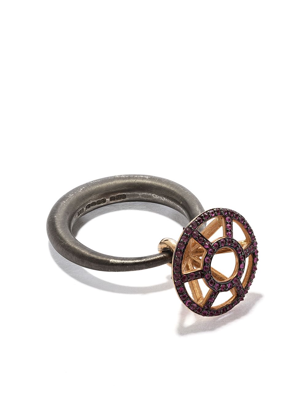 18kt yellow gold ruby Cage ring - Black