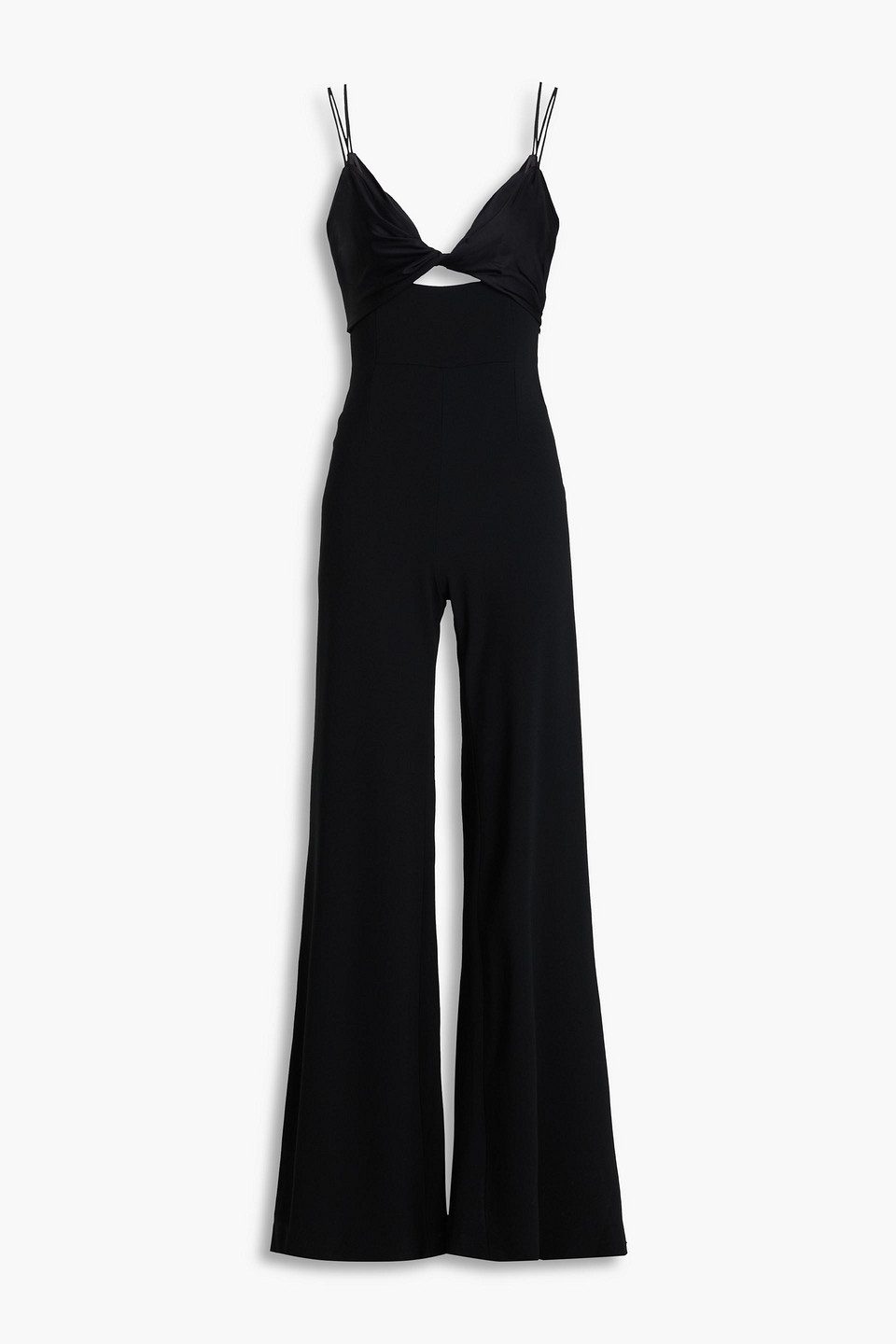 Twisted cutout cady and satin-jersey jumpsuit - Black - FR 34